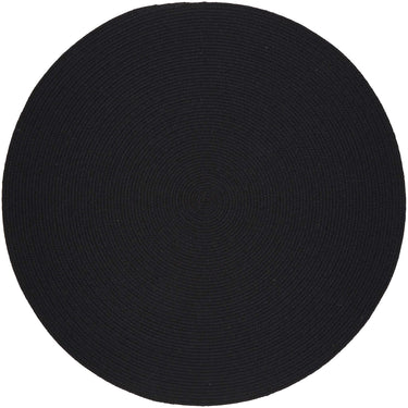 Wool Solids Area Rug - Round - S112 Black